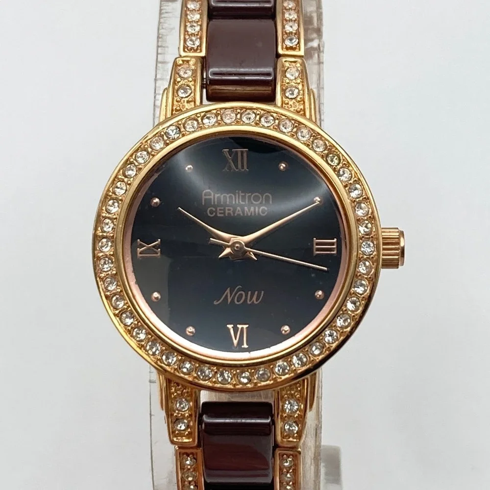Armitron Now Women's Watch 24mm Rose Gold Tone Ceramic Crystals New Battery 7
